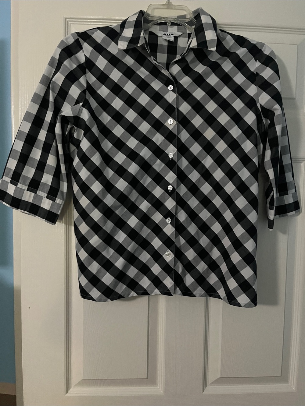 Alia black and white gingham button down